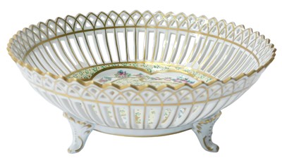 Lot 141 - A Dresden porcelain basket, of pierced form,...