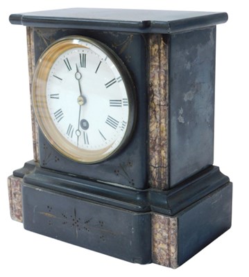 Lot 146 - A Victorian black slate and marble mantel...