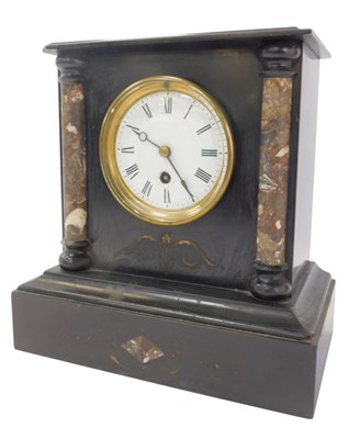 Lot 156 - A Victorian black slate and marble mantel...