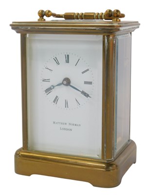 Lot 157 - A Matthew Norman London brass cased carriage...