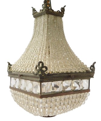 Lot 161 - An early 20thC cut glass chandelier, with...