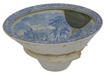 Lot 194 - A Victorian blue and white earthenware toilet...
