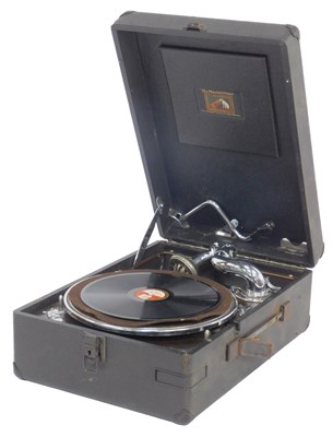 Lot 195 - A His Master's Voice tabletop record player.