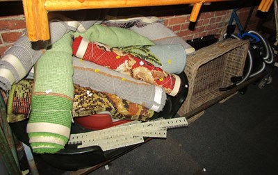 Lot 1016 - Five handmade rugs, a vacuum cleaner, a cane...