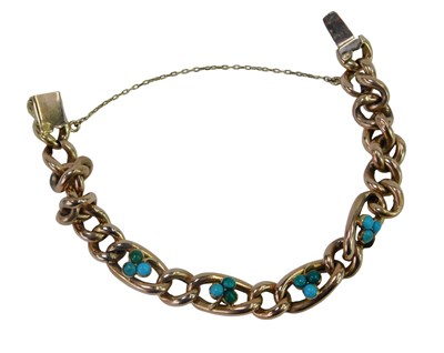 Lot 373 - An Edwardian curb link bracelet, inset with a...