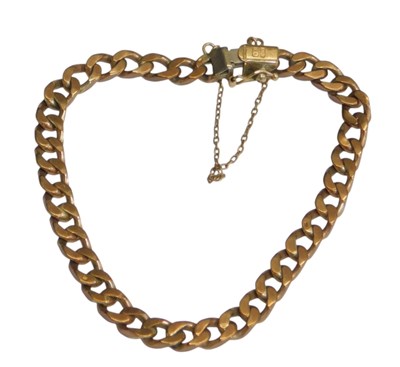 Lot 392 - A 9ct gold flattened curb bracelet, with...