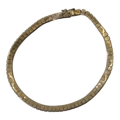 Lot 393 - A 9ct gold snake link bracelet, bearing import...