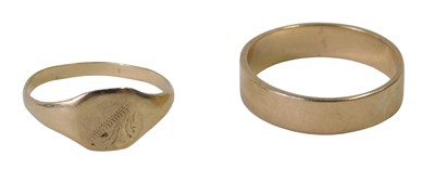 Lot 399 - Two rings, comprising a wedding band of plain...