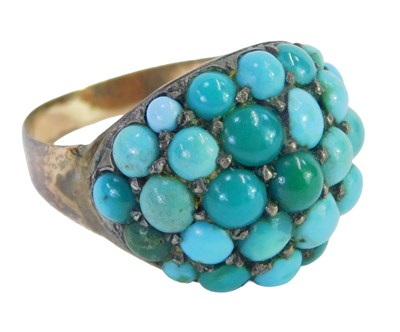 Lot 359 - A Victorian style turquoise cluster ring, set...