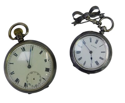 Lot 360 - Two silver pocket watches, comprising a La...