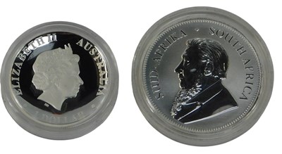 Lot 458 - Two silver proof coins, comprising a South...