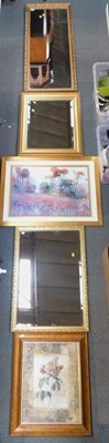Lot 2045 - Pictures and mirrors, three gilt framed...