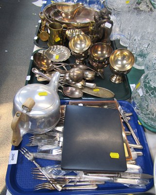 Lot 2049 - Metalware, including silver plated flatware,...