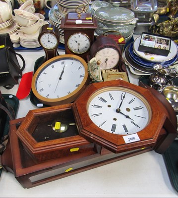 Lot 2056 - Clocks, comprising two wall clocks, four...