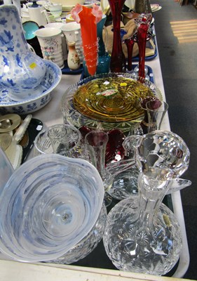 Lot 2110 - Glassware, including coloured glass vases,...