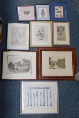 Lot 2097 - Pictures and prints, cats, human studies, etc.