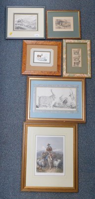 Lot 2100 - Pictures and prints, including sheep on...
