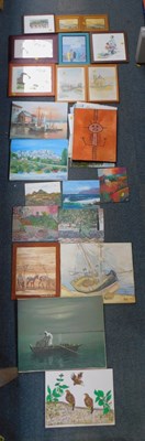 Lot 2121 - Pictures and prints, to include fishing boat...