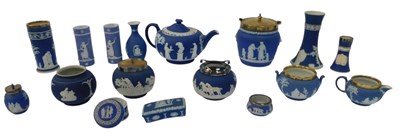 Lot 242 - A group of Wedgwood dark blue Jasperware, to...