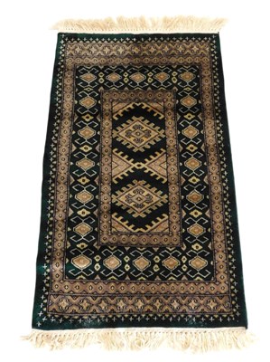 Lot 749 - A Bokhara green ground prayer rug, the central...