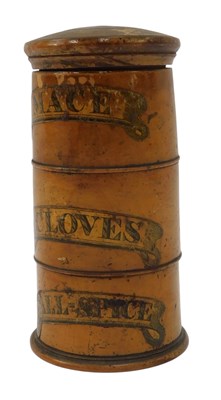Lot 266 - A Victorian treen three tier spice tower,...