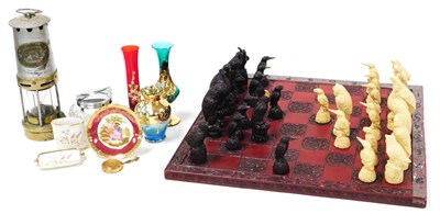 Lot 2252 - A plaster chess set, modelled as birds, with a...