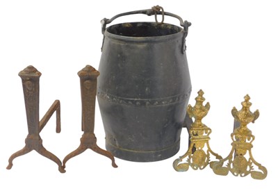 Lot 335 - A pair of Victorian pierced brass andirons,...