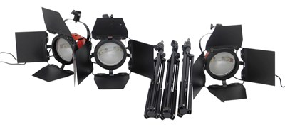 Lot 431 - Three halogen photographic spotlights, with a...