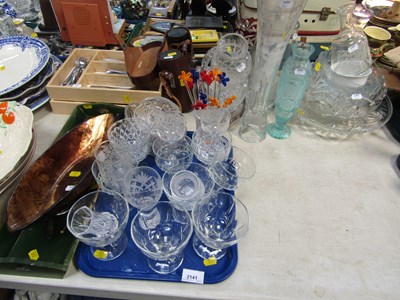 Lot 2141 - A group of glassware and white metal flatware,...