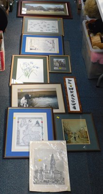 Lot 2149 - Pictures and prints, including street scenes,...