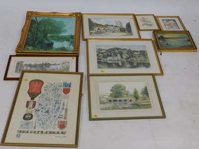 Lot 2156 - Pictures and prints, including landscapes,...