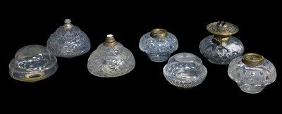 Lot 515 - Seven Victorian and later clear glass oil lamp...