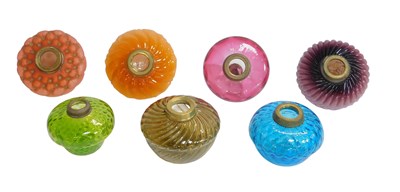 Lot 516 - Seven Victorian and later coloured glass oil...