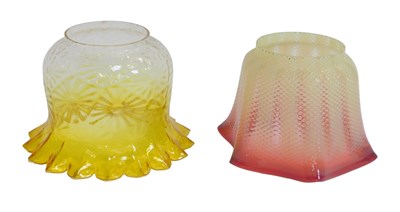 Lot 519 - A Victorian vaseline glass oil lamp shade,...