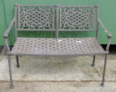 Lot 550 - A painted aluminium two-seater bench, with a...