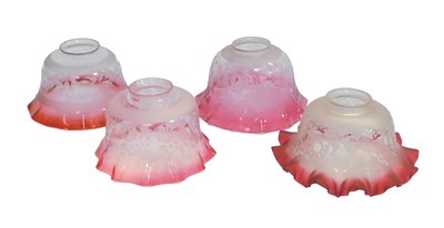 Lot 506 - Four Victorian and later cranberry glass oil...