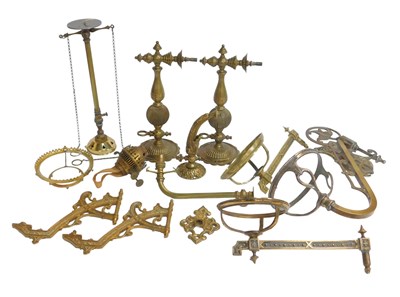 Lot 518 - A group of Victorian and later brass wall...