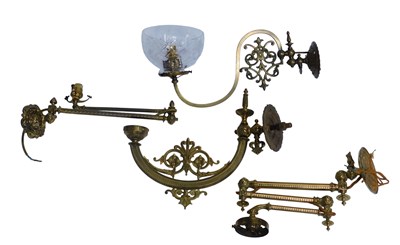 Lot 522 - A Victorian brass oil lamp arm, with a cut...
