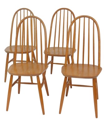 Lot 580 - A set of four Ercol style model 365 elm dining...