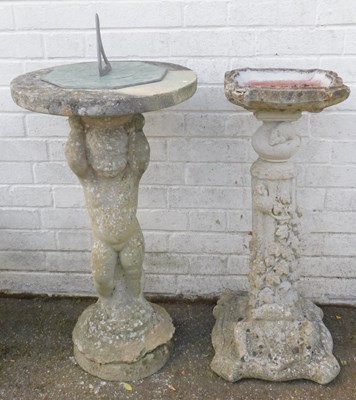 Lot 570 - A composition stone sundial, the column...