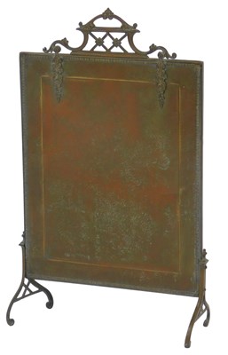 Lot 604 - An early 20thC brass and copper fire screen,...