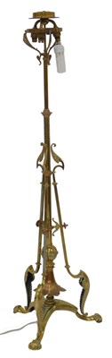 Lot 612 - A Victorian copper and brass three-branch...