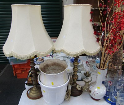 Lot 2168 - Two ceramic white planters, a vase decorated...