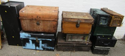 Lot 1112 - A group of tin trunks and ammunition boxes.
