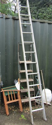 Lot 1122 - A set of aluminium ladders, an A frame folding...