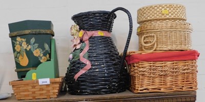 Lot 2028 - Assorted baskets, including small picnic...