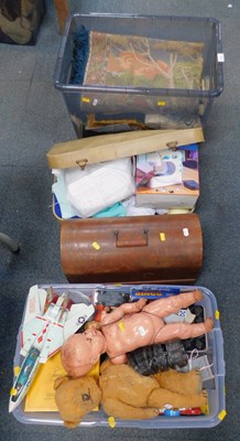 Lot 2187 - A sewing machine in a wooden box, toys, games,...