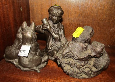 Lot 2217 - Three animal and other figures.