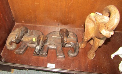 Lot 2226 - Treen carved elephants.