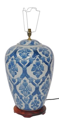 Lot 613 - A 20thC ceramic table lamp base, of tapering...